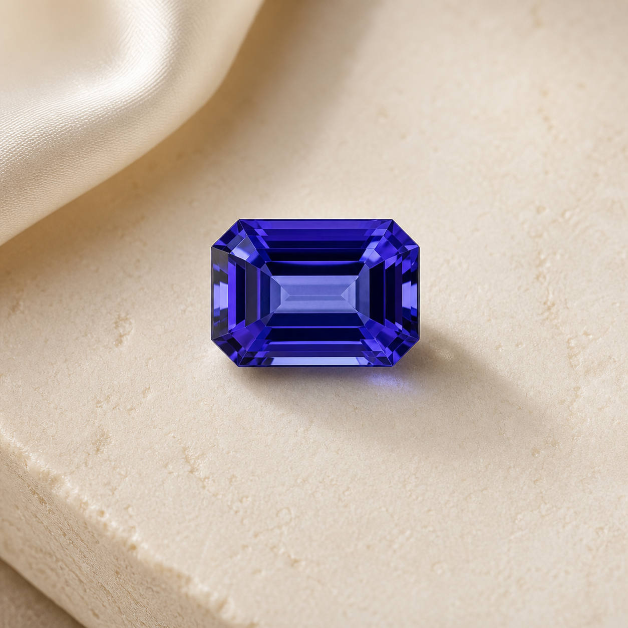 Tanzanite chauffée taille émeraude